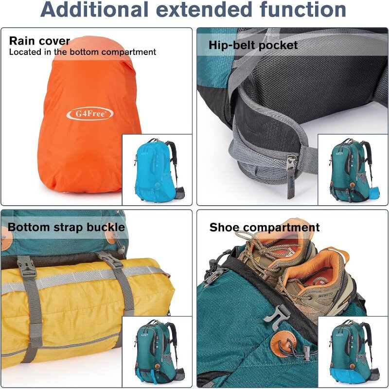 Водонепроницаемый походный рюкзак 50 л с дождевиком, рюкзак для альпинизма, путешествий, кемпинга, треккинга, для спорта на открытом воздухе для мужчин и женщин