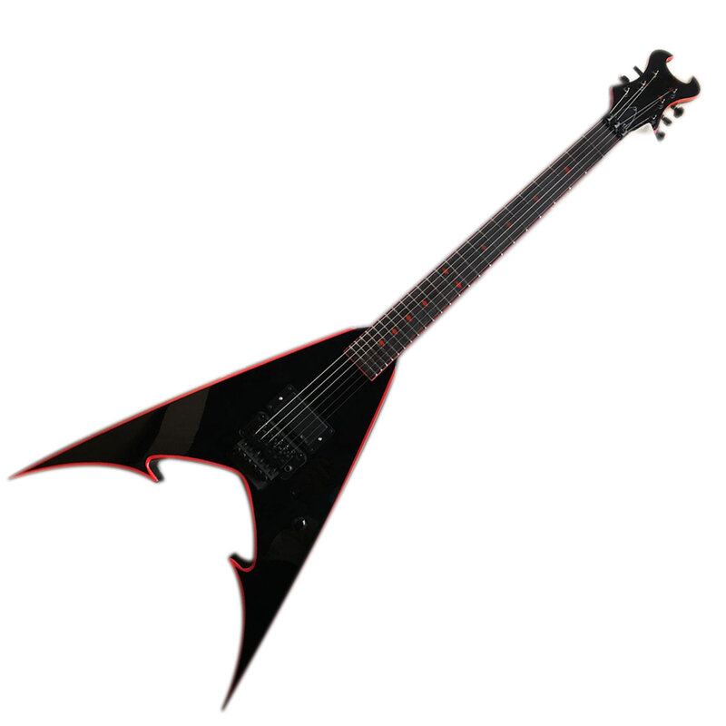 6-струнная черная V-образная электрическая гитара с Floyd Rose, фингерборд из палисандра