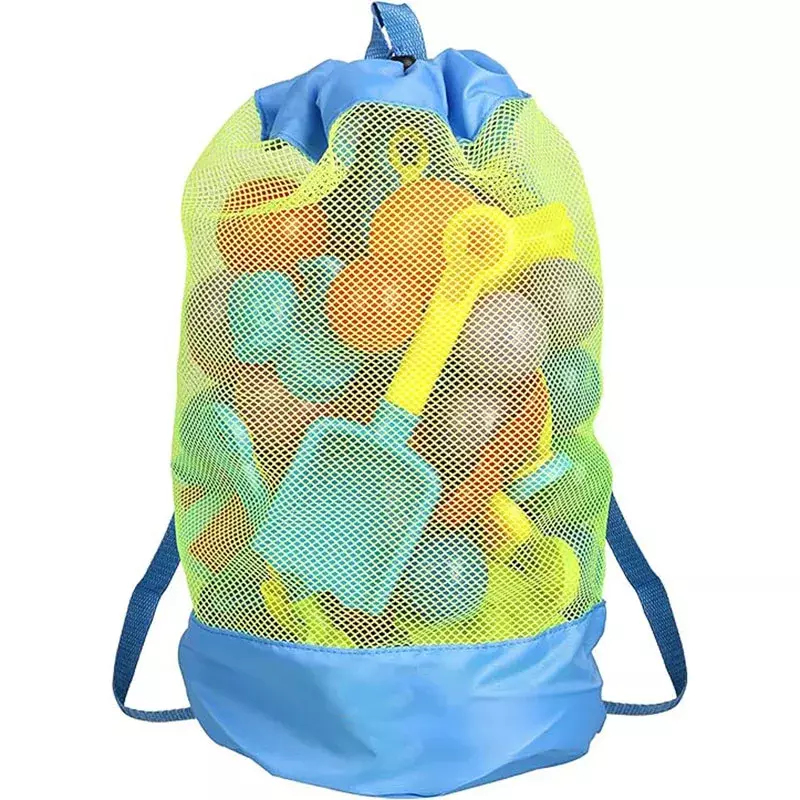 Bolsa de playa de malla plegable para niños, cesta de juguetes de alta capacidad, bolsa de almacenamiento para niños al aire libre, saco de natación seco, nuevo