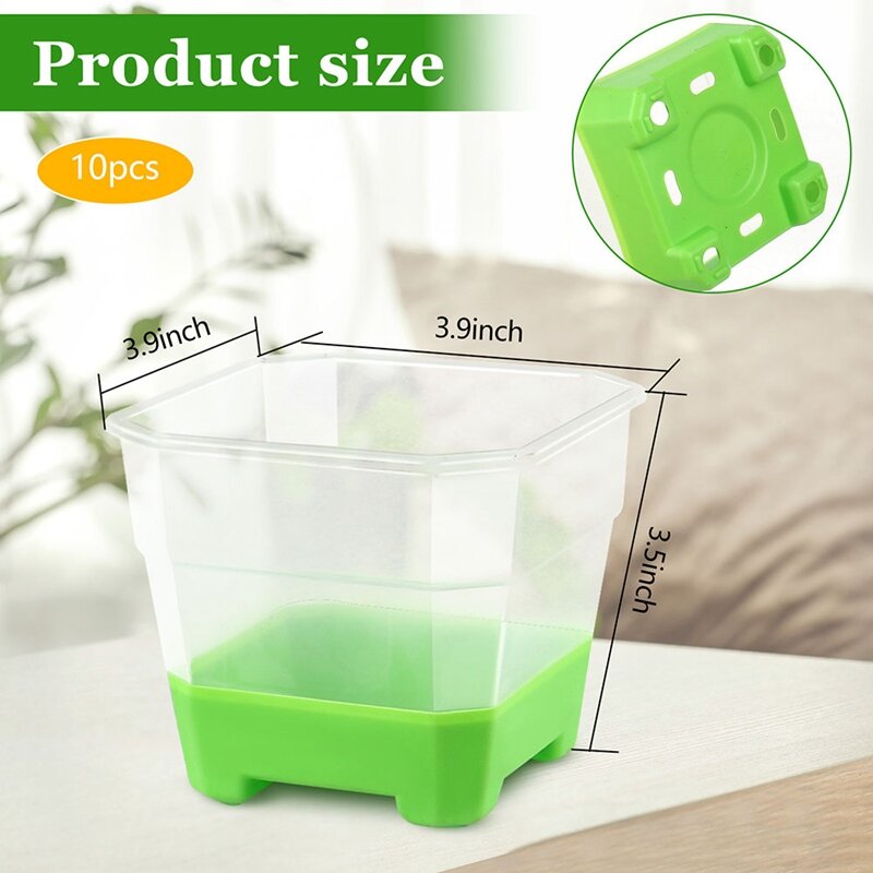 Clear Nursery Pots With Silicone Base For Easy Transplant, Transparent Plastic Plant Pot Silicone Base Green 30Packs