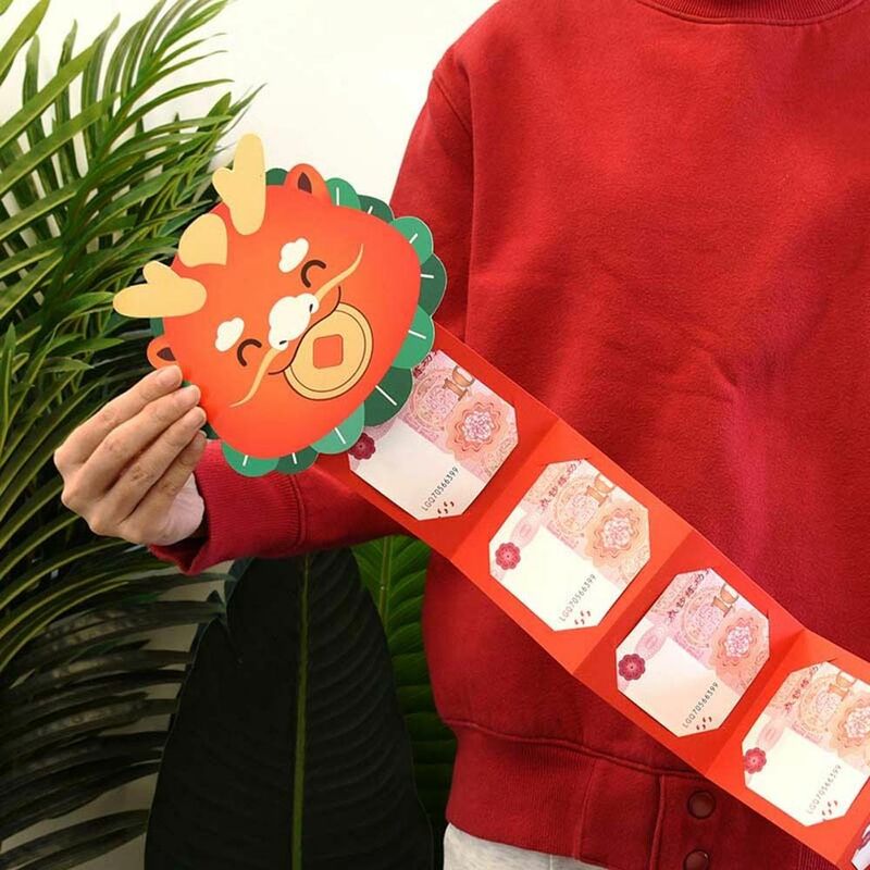 Imballaggio di carte fai da te busta rossa pieghevole cinese decorazioni per il capodanno cinese 2024 forniture per Festival di primavera dell'anno del drago cinese