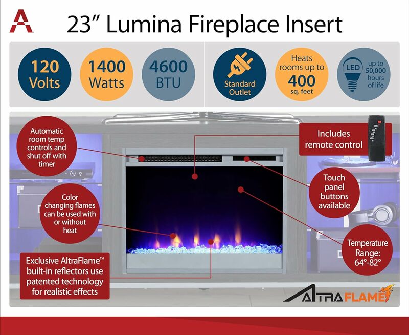 Новинка 2024, подставка Lumina для камина для телевизоров до 70 дюймов, белая | США | Новинка
