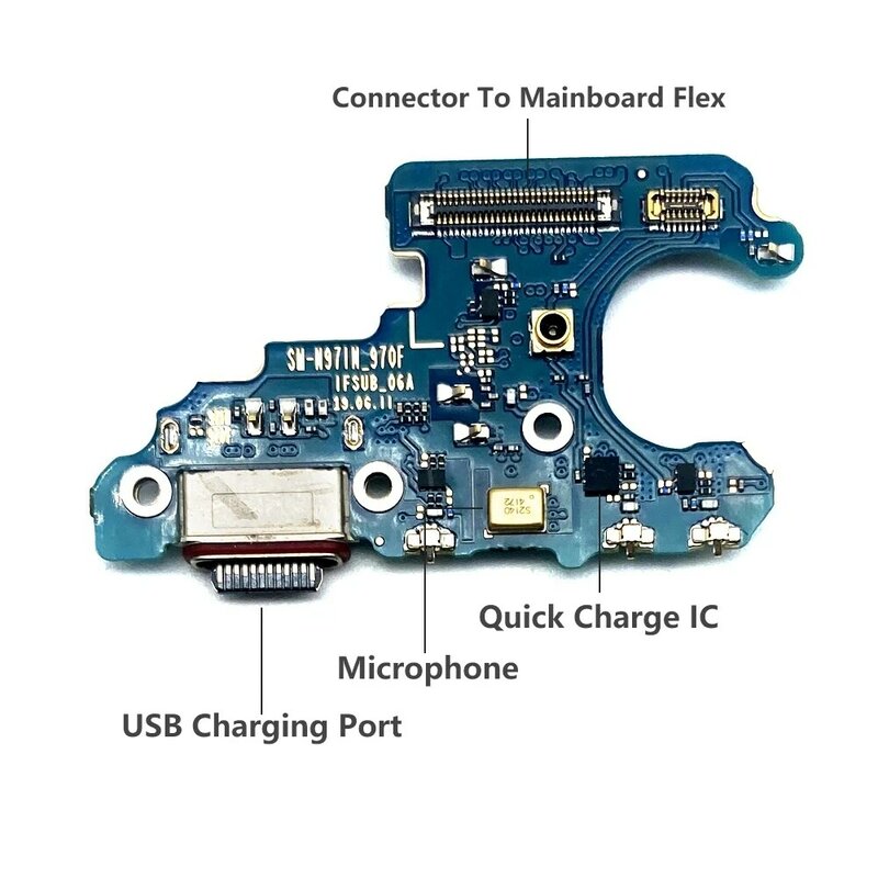 Iinsumo USB 충전기 도크 커넥터 충전 포트 마이크 플렉스 케이블, 삼성 노트 10 플러스 라이트 N770F N970F N976B