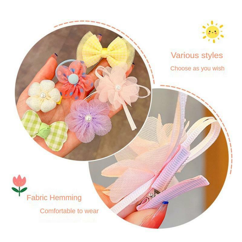 Set New Baby Girl Cute Colors Flower Hair Bands Ponytail Holder Chilren Soft Scrunchies Rubber Bands Kid Hair Accessories