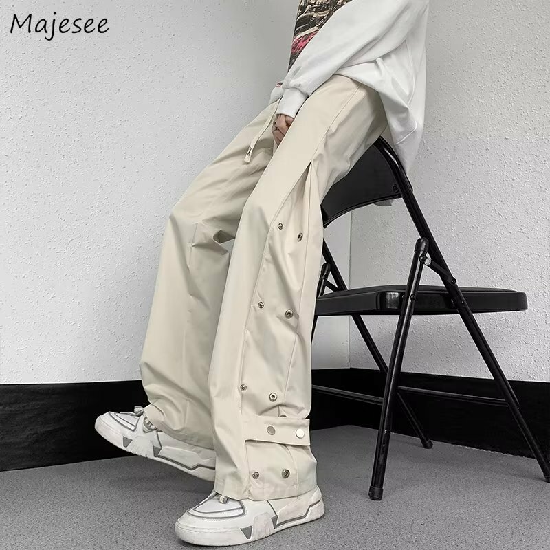Pantaloni estivi da uomo American High Street Button Techwear dritto Casual progettato stile Cargo pantaloni da jogging moda coreana Streetwear Ins