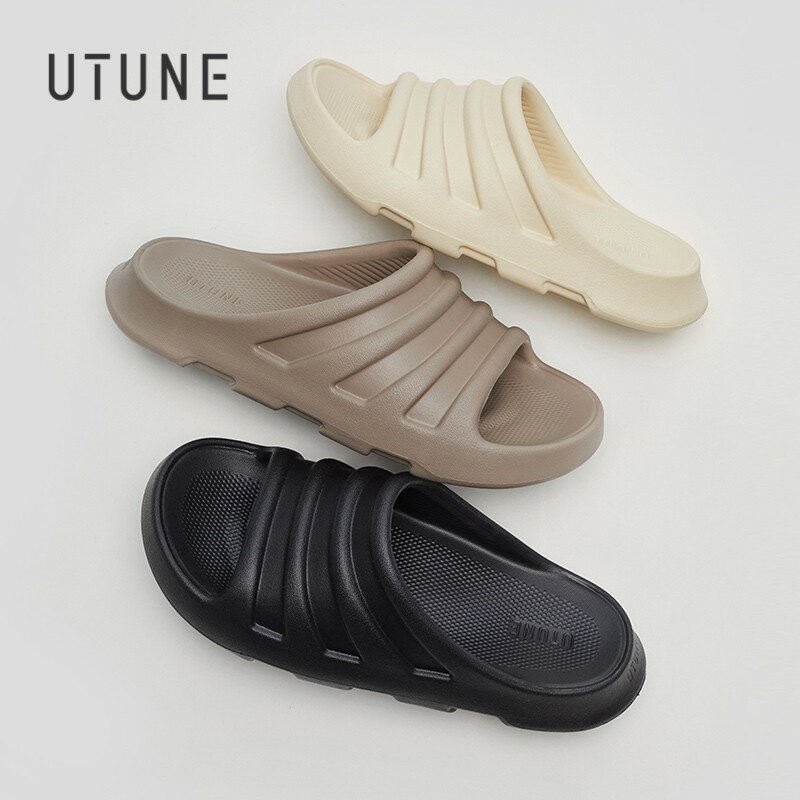 UTUNE damskie sandały slajdy kapcie zewnętrzne letnie gumowe buty EVA miękkie buty plażowe męskie ergonomiczne wzornictwo antypoślizgowe