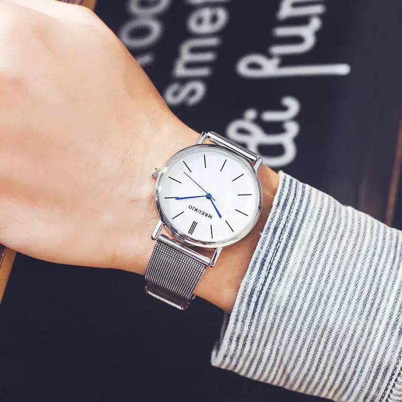 Explosieve Gaasband Nordic Eenvoudig Quartz Horloge Voor Heren
