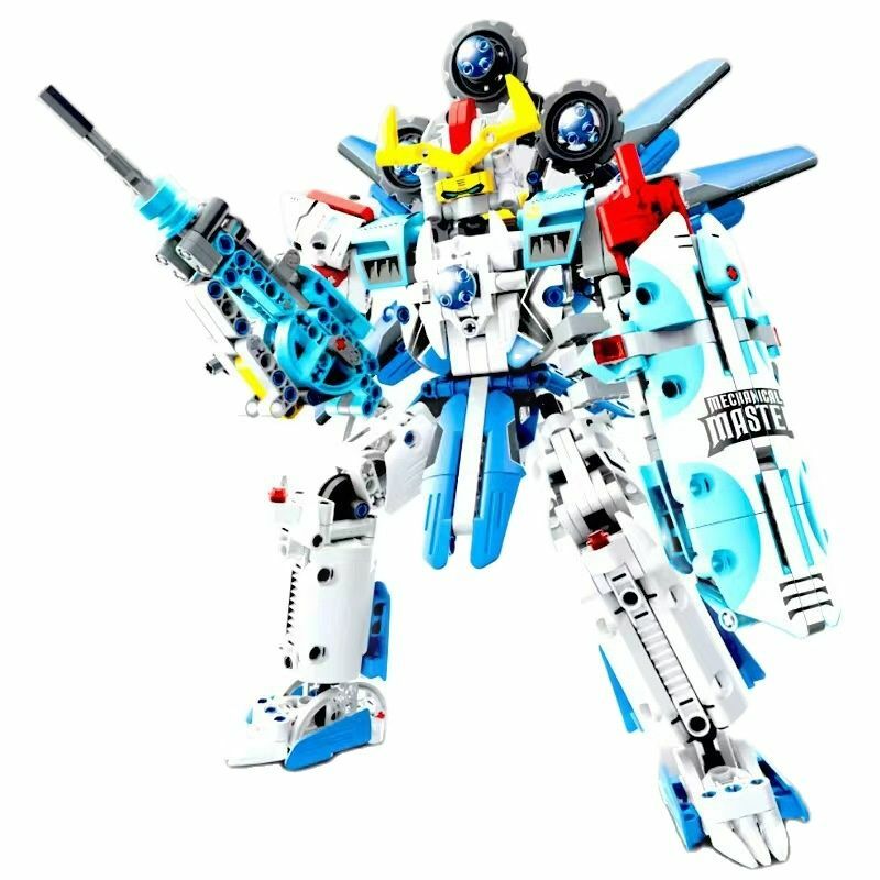 Robot transformasi kartun bata Diy, set Model blok bangunan Mecha 2 dalam 1, mainan Dekorasi Desktop Kreatif untuk hadiah anak-anak