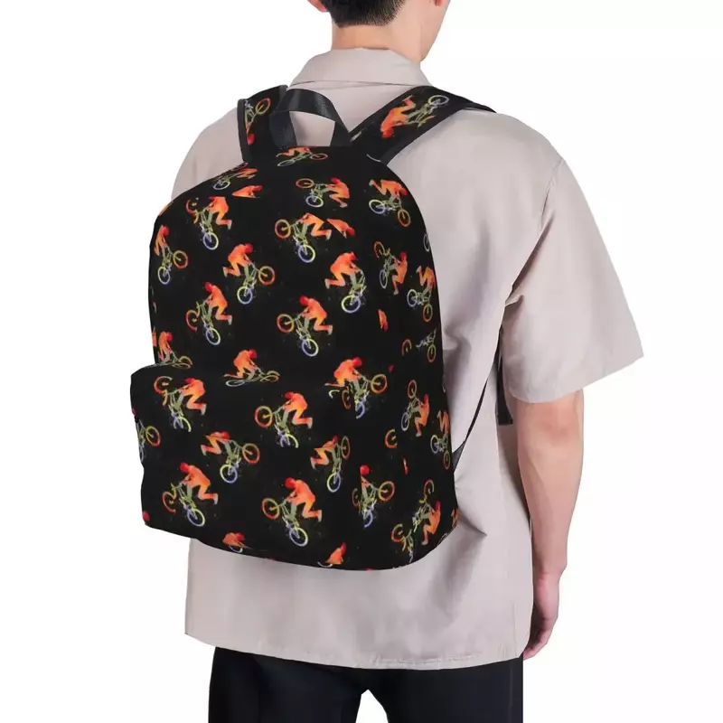 BMX ألوان مائية على حقائب ظهر سوداء ، حقيبة كتب للطلاب ، حقيبة كتف ، حقيبة ظهر للكمبيوتر المحمول ، حقيبة ظهر عصرية للسفر ، حقيبة مدرسية للأطفال