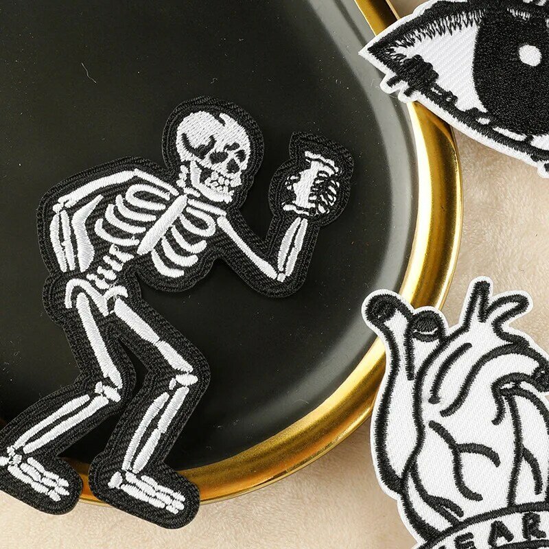 Hot Punk Embroidery Patch DIY Stickers Iron on Patches Badges Fabric Emblem Adhesive Clothing Jacket Hat Pants Jean Accessories