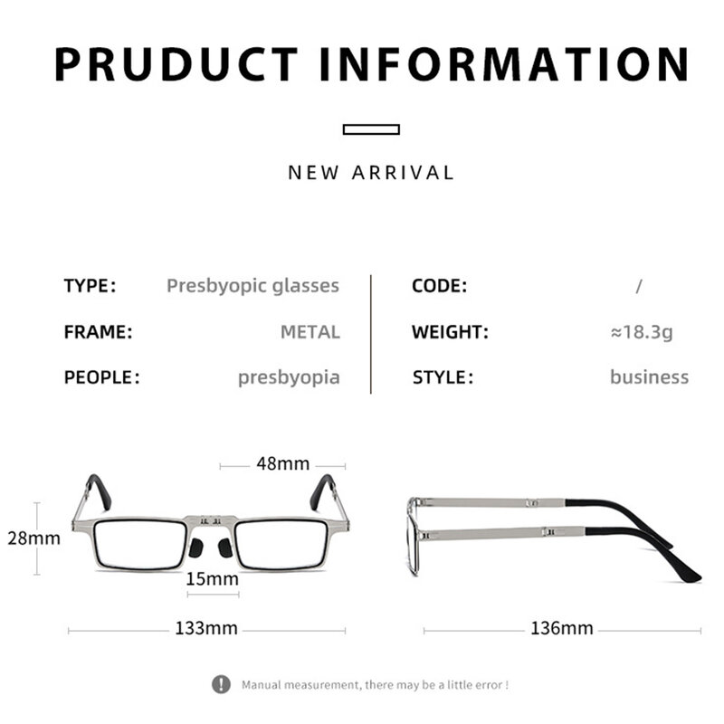 1pc óculos de leitura anti-azul homem metal dobrável presbiopia óculos quadro óculos de refrigeração com caso + 1.0 + 2.0 + 3.0 + 4.0