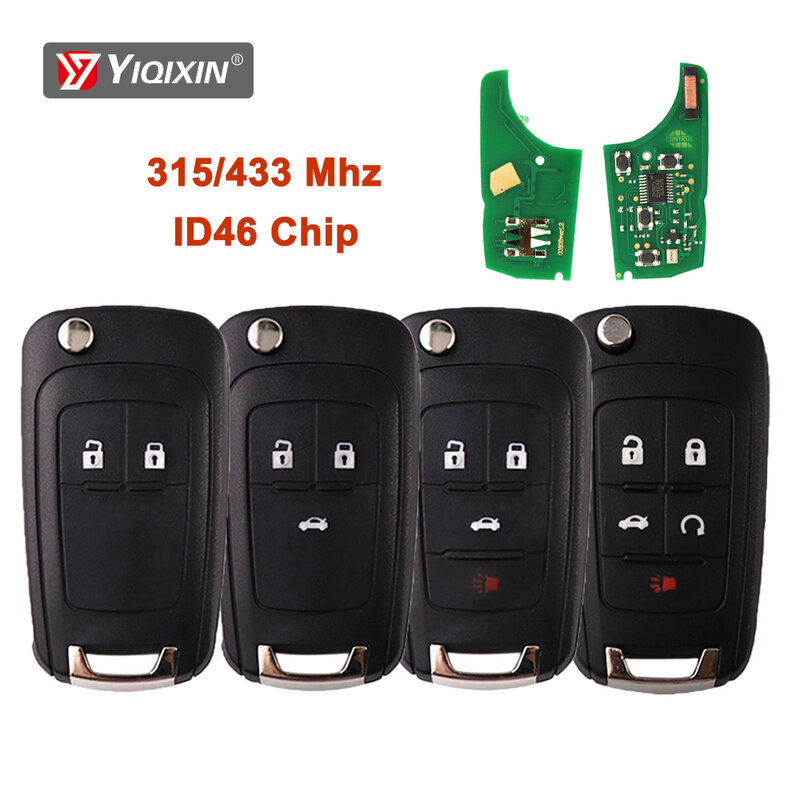 YIQIXIN-llave de coche remota con Chip ID46, 315/433MHz, para Chevrolet Cruze, Sonic, Malibu, Impala, Equinox, Camaro, Orlando, Opel, Vauxhall