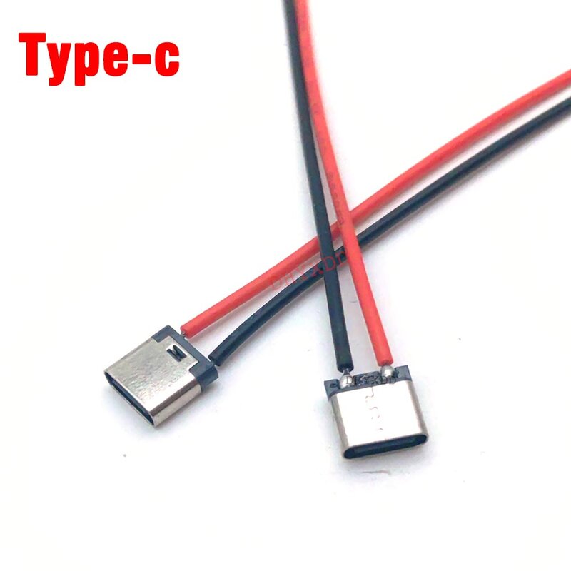 المصغّر USB جاك 3.1 Type-C 2Pin 2P سلك لحام موصل سالب مستقيم للهاتف المحمول شحن ميناء شحن المقبس