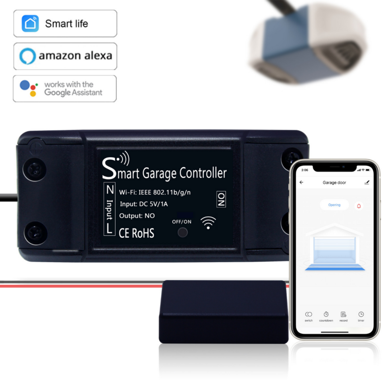 Smart Garage Voice Controller with Voice Assistant Tuya Products Wireless Garage Door Controller WiFi Product Linkage Equipment