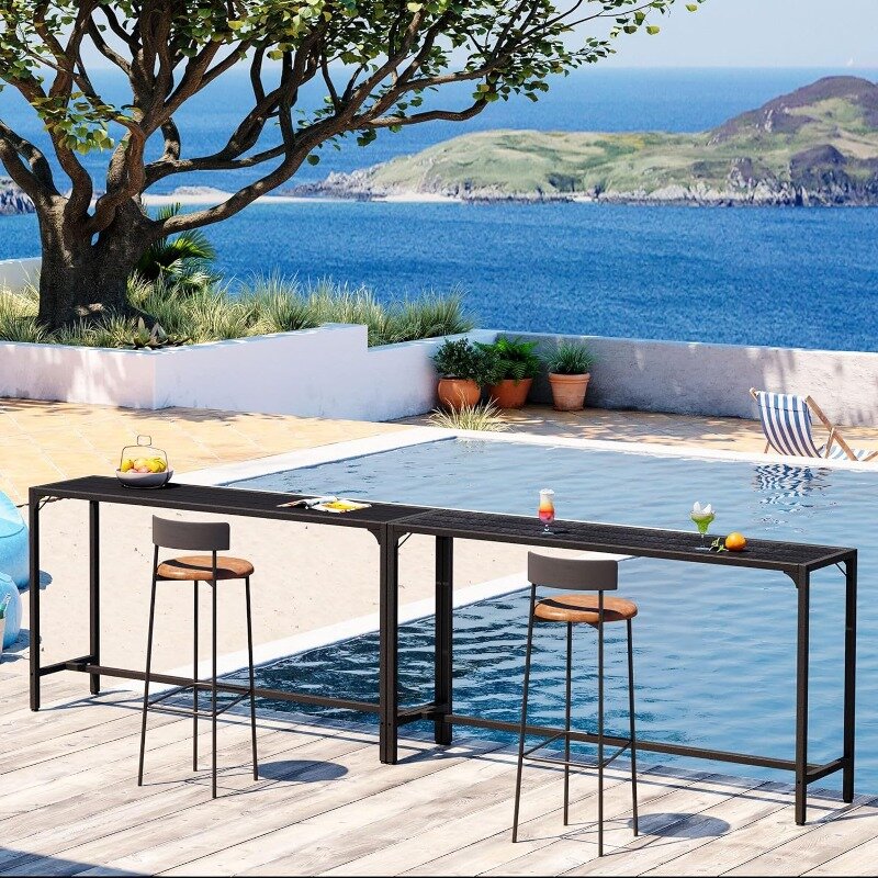 ODK Outdoor Bar Table, 55” Patio Bar Height Table, Tall Bar Counter Pub Dining Table with Weather Resistant Waterproof Top