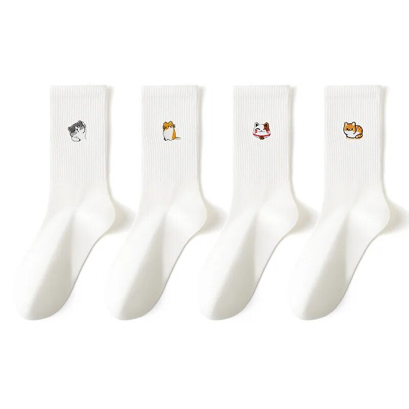 Women's Mid Length Socks Cute Cartoon Short Socks Autumn Winter Comfortable Breathable Versatile Girl Ankle Socks