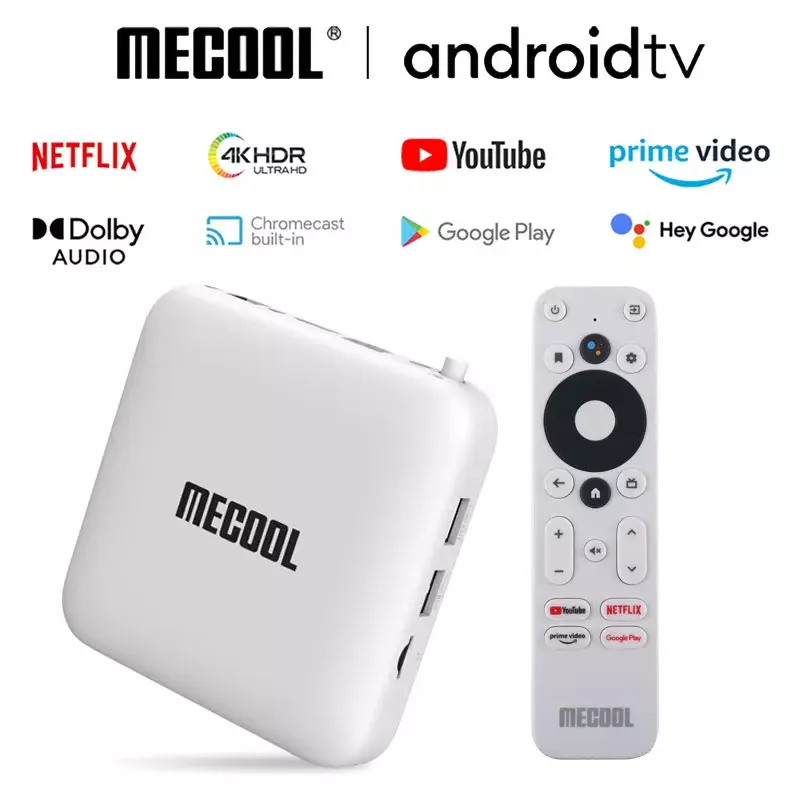 Koleksi AliExpress Mecool kotak TV Android KM2, Amlogic S905X2 bersertifikat Google Netflix 4K USB3.0 LAN 5G WiFi Dolby Atmos Audio Midea Player TVBOX
