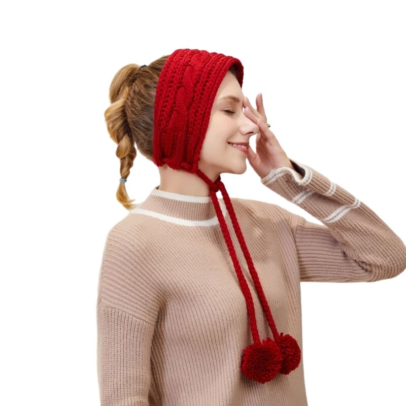 Crochê lã feminino bandana menina malha earmuffs adulto crochê aquecedor orelha 449b