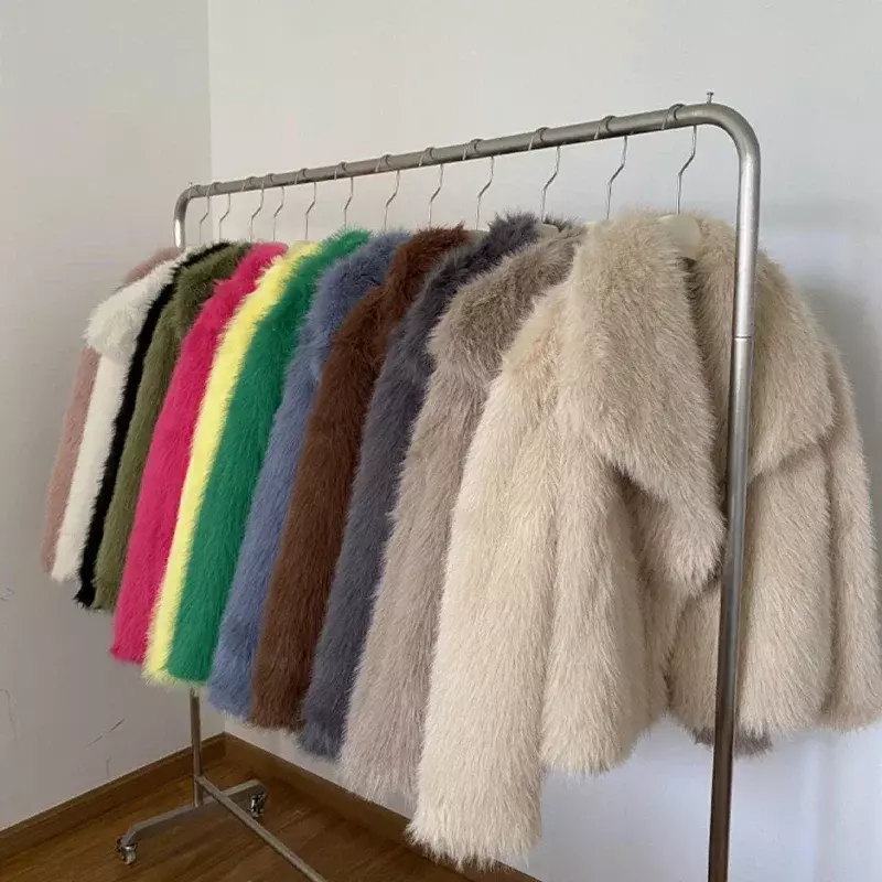 Модная куртка из искусственного лисьего меха, пальто для женщин, зима 2023, шикарный Ins блоггер, роскошные брендовые меховые пальто с большим воротником, Крутое пальто для девушек, одежда