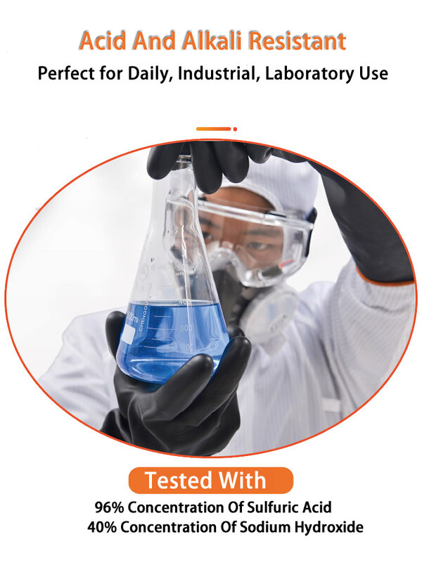 14 "-22" luvas de borracha resistentes químicas resistentes ao óleo ácido luvas de látex resistentes para luvas de segurança de trabalho da indústria doméstica