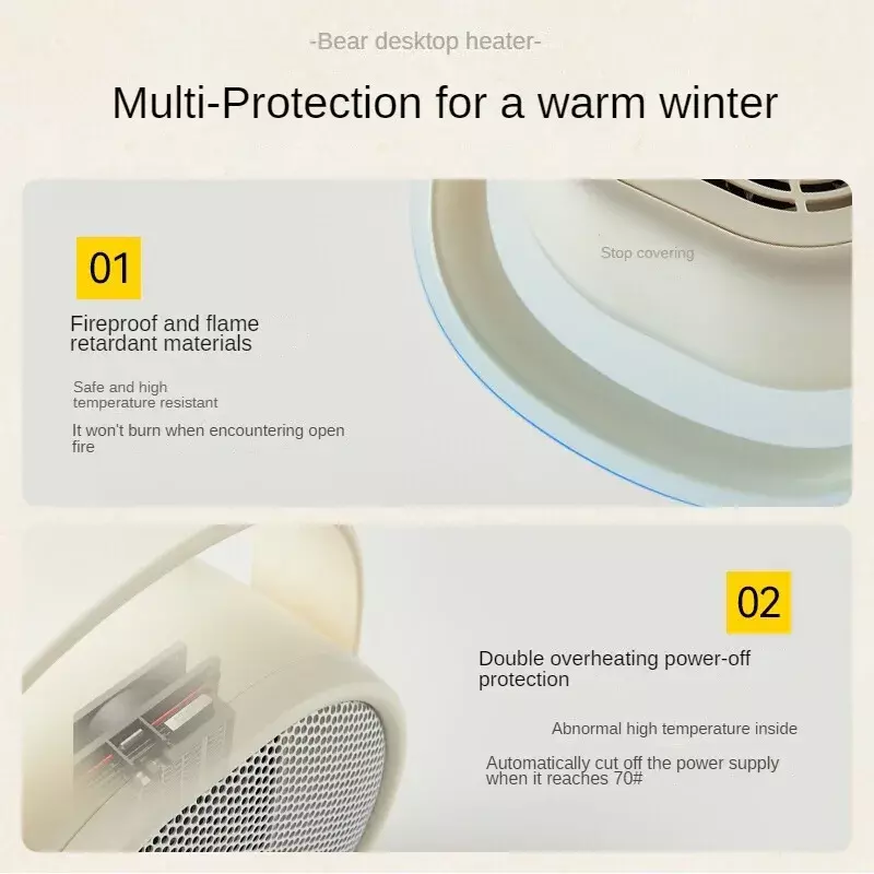 Mini Electric Heater DNQ-C05M6 Fast and Efficient Wide-Angle Heating for Desktop and Office Electric Heater Space Heater
