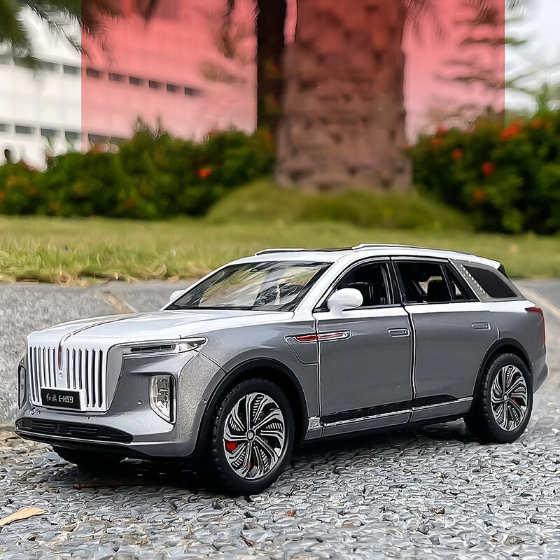 1:24 Scale Hongqi HS9 Alloy Diecast Metal Model Car High Simulation Vehicle Sound And Light Pull Back Collection Kids Toys Gifts