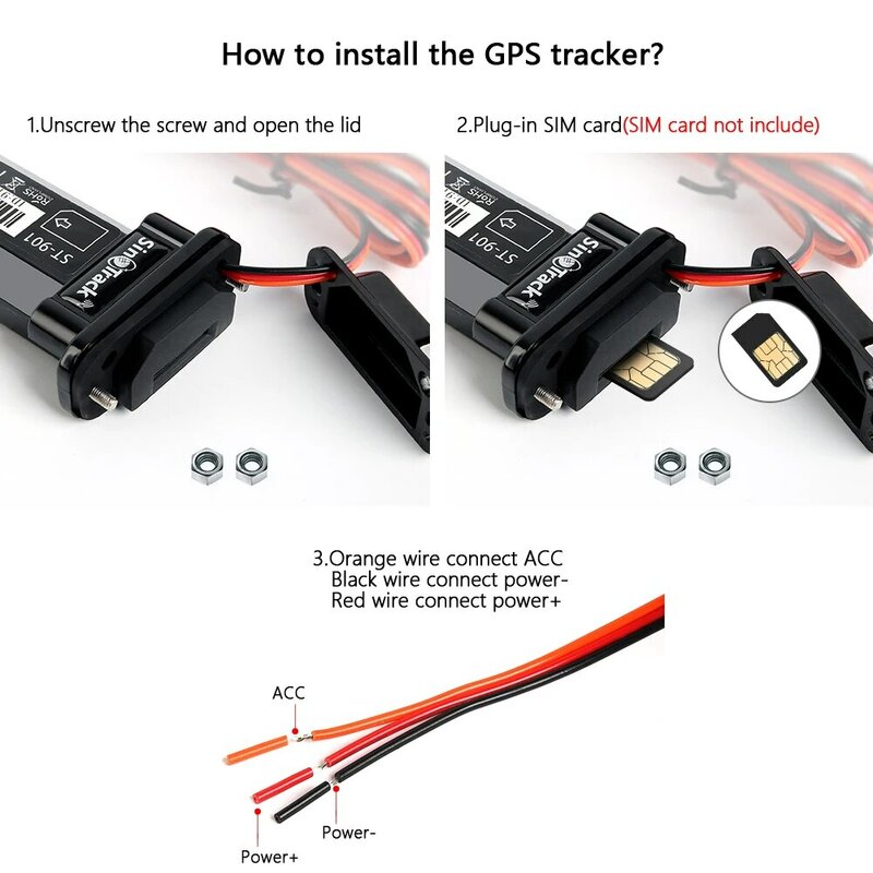 SinoTrack 최고의 GPS 추적기, ST-901 차량 추적 장치, 방수 오토바이 차량 GPS GSM SMS 로케이터, 실시간 추적 기능