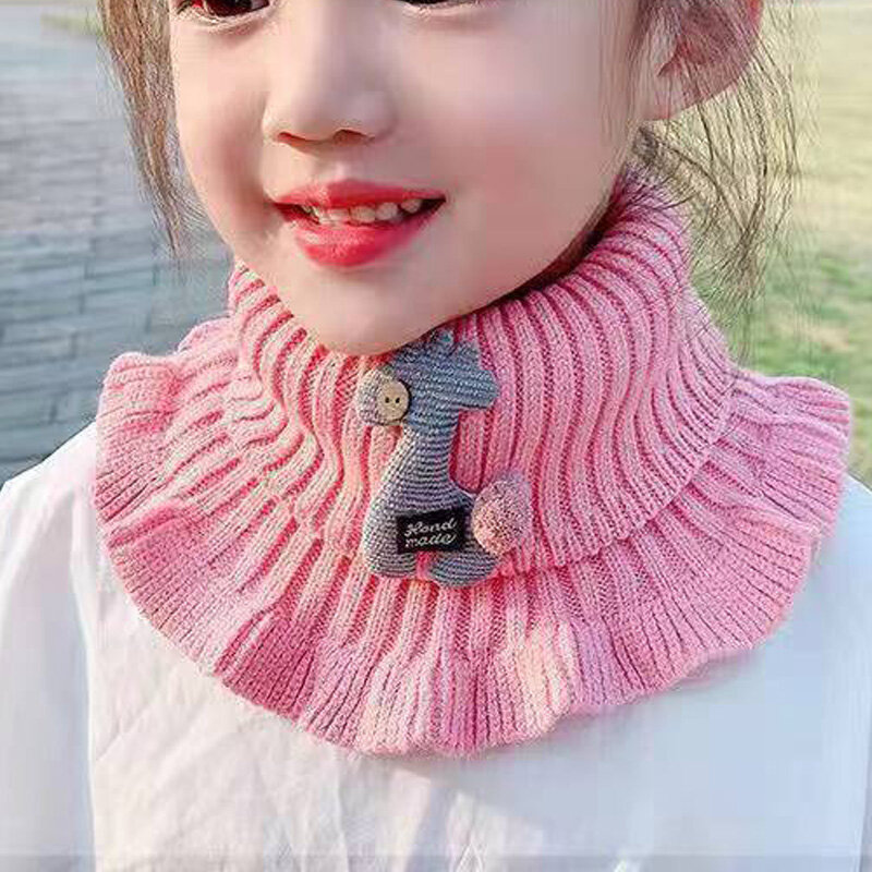 1PC Windproof Neck Sets Cartoon Knitted Kids Turtleneck Detachable Scarf Fake Collar Scarf Warm Thick