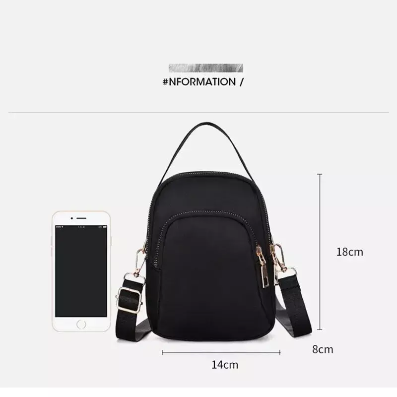 Multifuncional Nylon Oxford Pano Shoulder Bag, Messenger Bag, carteira, moda, 2023