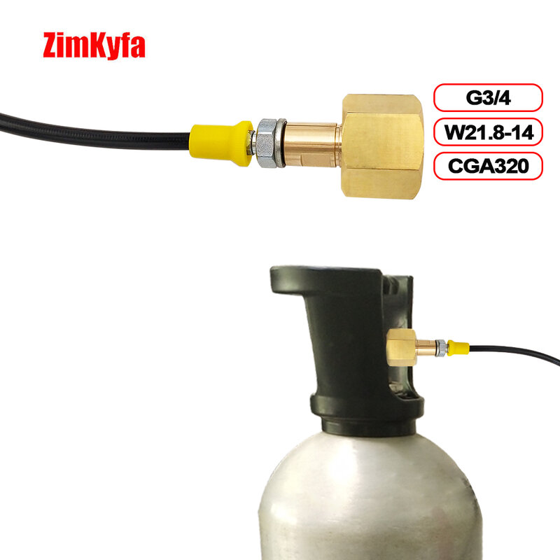 Syfon Adapter do szybkiego łączenia do zewnętrznego zbiornika CO2 SODA Club z wężem 90cm do W21.8-14 SodaStream DUO Terra Art, CGA320,G3/4