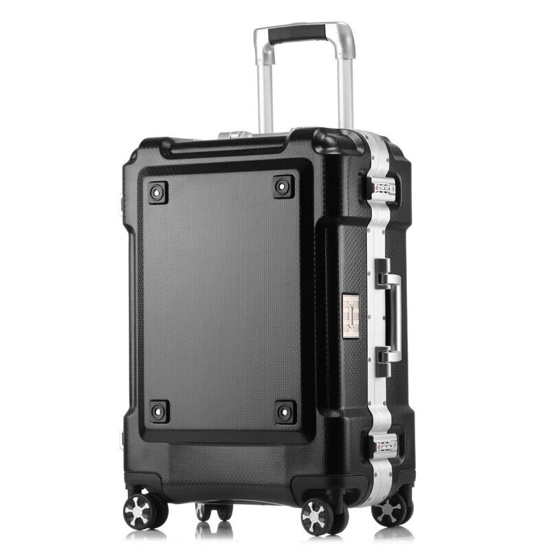 Nuovo bagaglio a rotelle con telaio in alluminio con portabicchieri Trolley valigia su ruote bagaglio a mano rigido da uomo d'affari