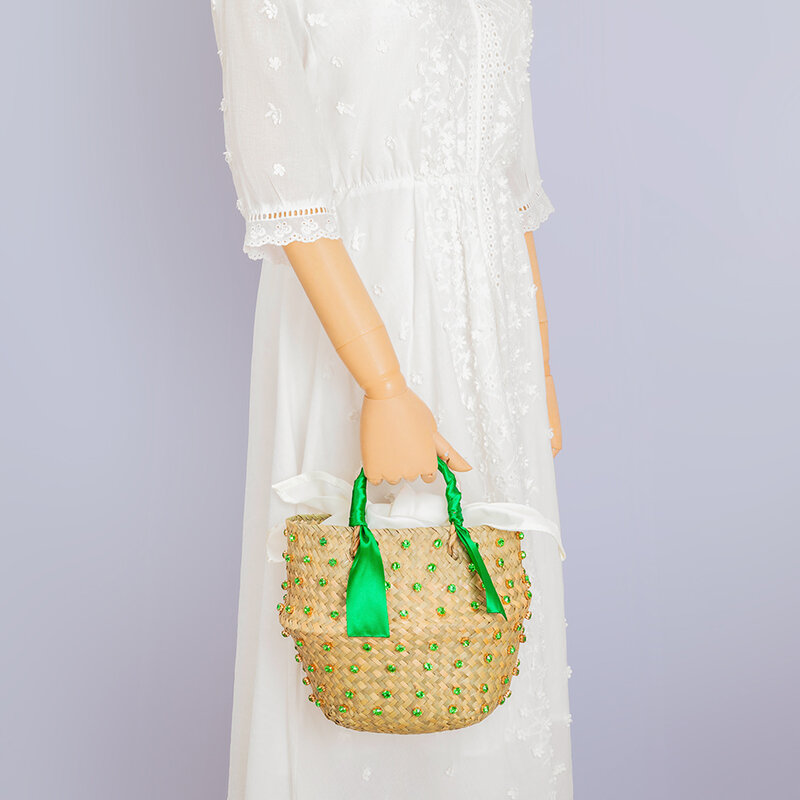 Женская круглая соломенная сумка-мешок, большая пляжная плетеная сумка ручной работы из ротанга, праздничная сумка-мешок для отдыха, лето 2022