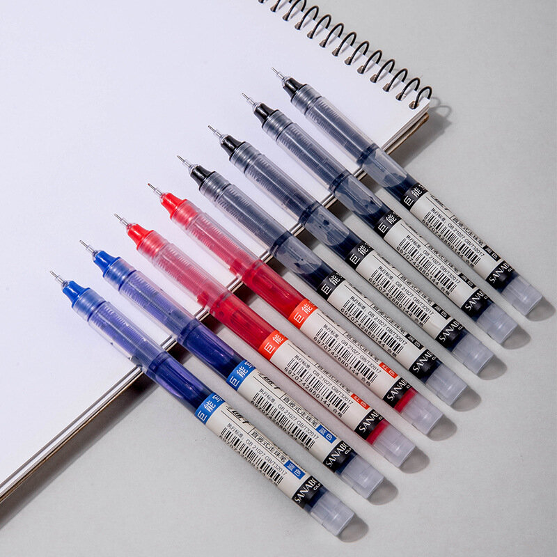 Bolígrafo de Gel de alta capacidad para examen, suministros de papelería para oficina y escuela, 5/10mm, tinta negra y azul, 0,5 unidades