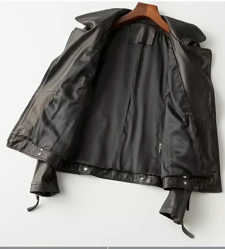 Tajiyane oryginalne kurtka z wełny ze strzyży kobiety 2023 krótkie prawdziwe skórzane kurtki Slim kurtki dla motocyklistów i kurtki klapy Veste Femme En Cuir