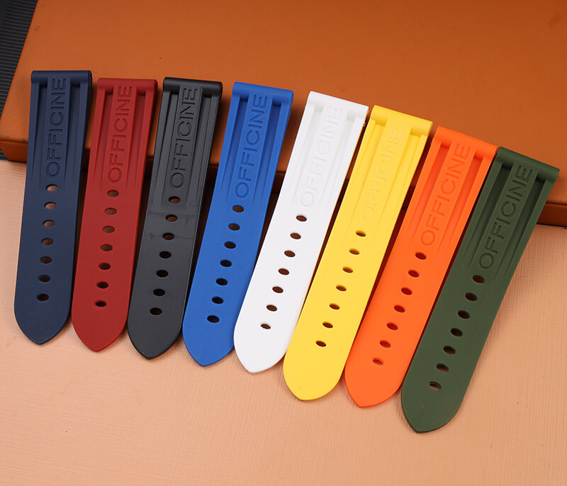 Pulseira de borracha de silicone impermeável, Watch Band for Panerai Strap, Tang Buckle Tool, preto, azul, vermelho, laranja, branco, 22mm, 24mm, 26mm