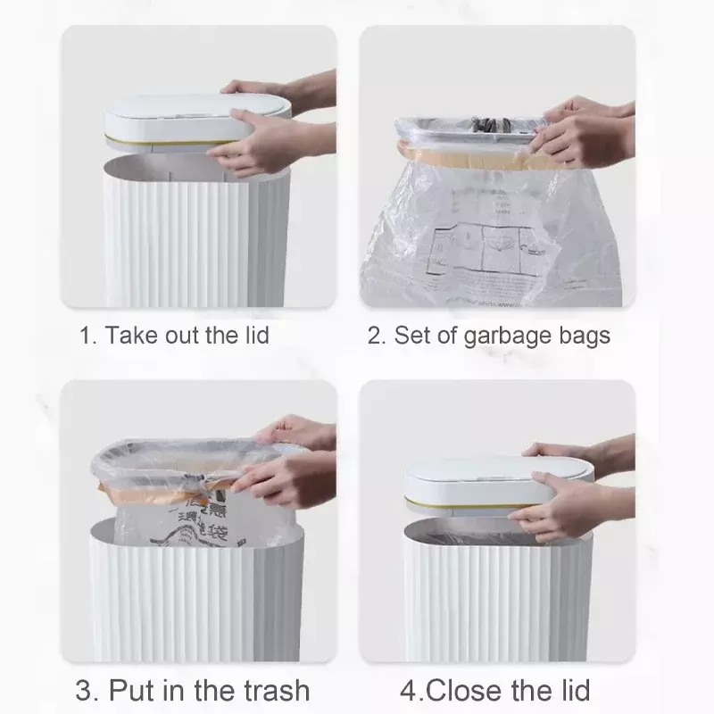 Smart Dump Bathroom Trash Bin, WC Lixo Bucket Dustbin, Trash Can Sensor automático com tampa, Acessórios de cozinha Wastebasket