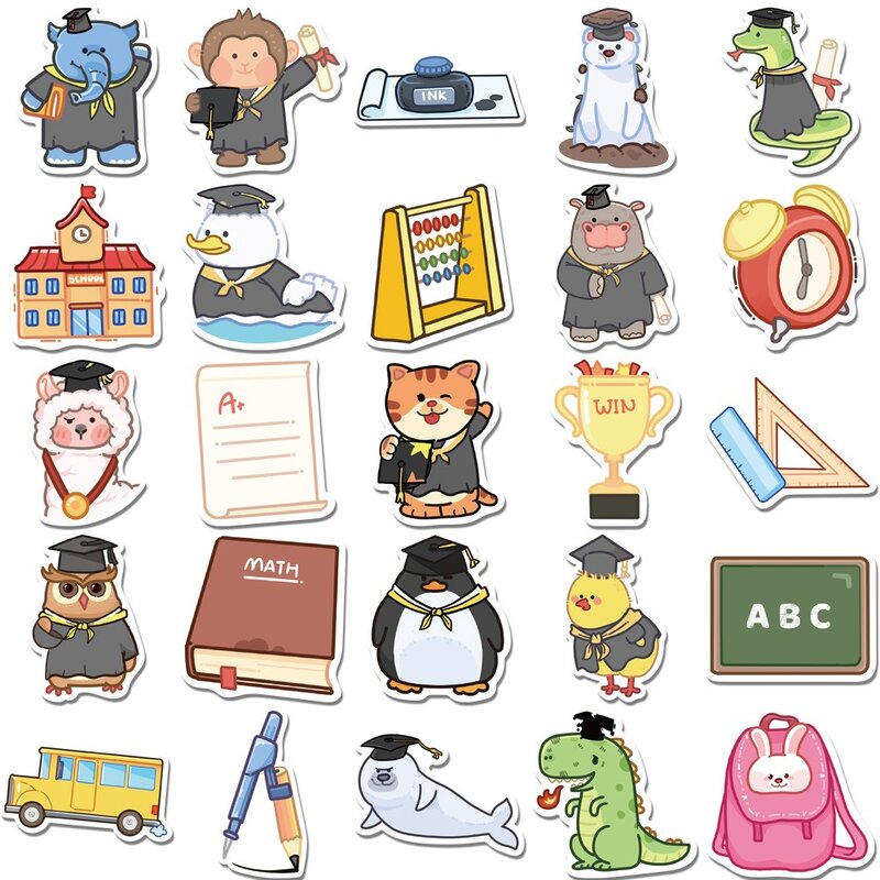 10/30/50Pcs Cartoon Animal Reward Sticker insegnante incoraggiamento studente cancelleria Sticker valigie telefoni adesivo decorativo