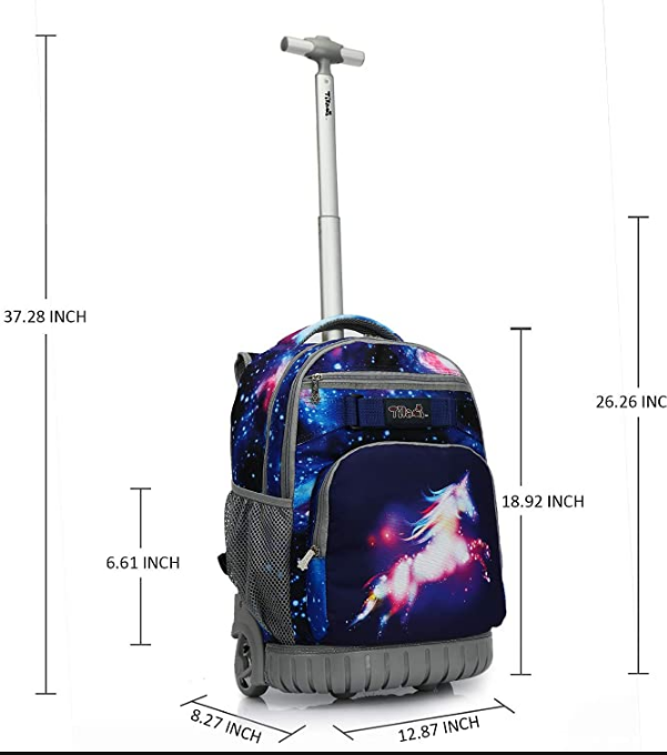 Mochila de equipaje rodante con ruedas para niños y niñas, Maleta de viaje con ruedas, escolar
