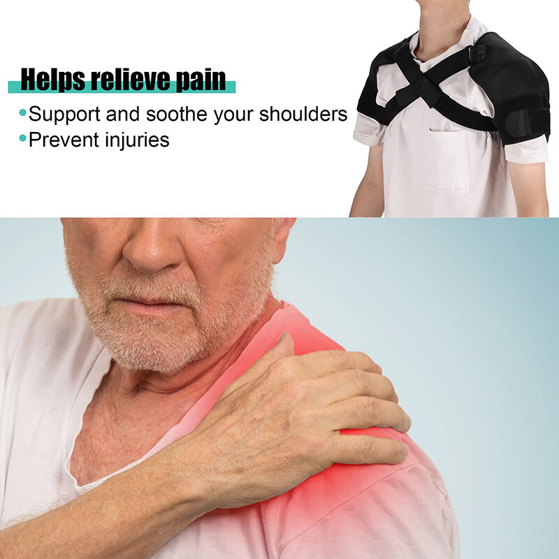 Tutore per spalla doppia per donna e uomo, supporto per spalla doppia per alleviare il dolore alla spalla, tutore per spalla regolabile per polsino rotante