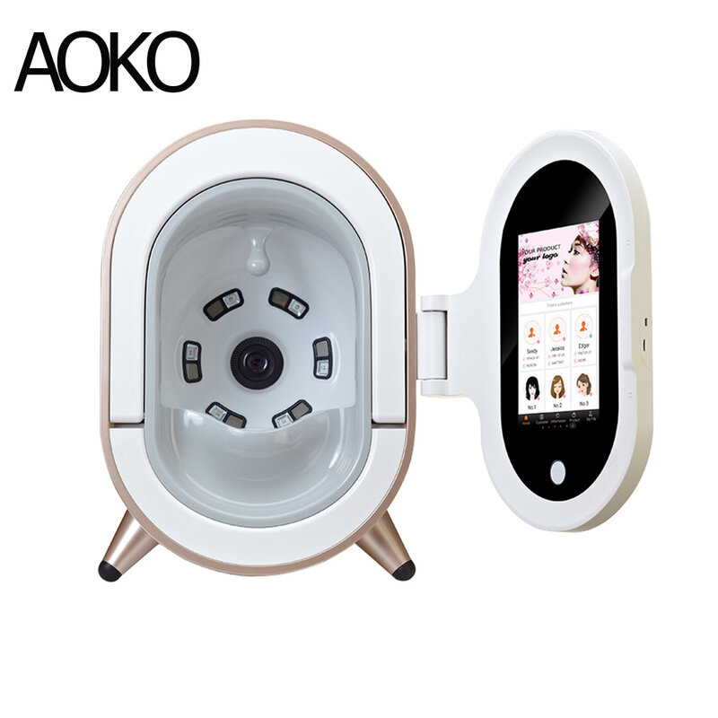 AOKO-máquina analizadora de piel Facial Magic Mirror, escáner de reconocimiento 3D AI, Detector de humedad, dispositivo de belleza para pruebas de la piel