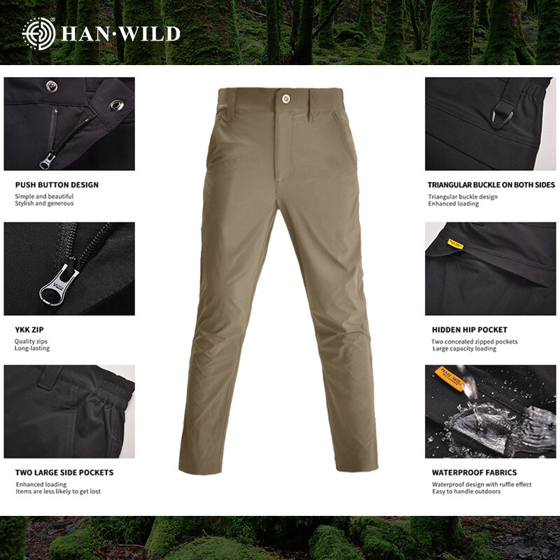 HAN WILD-Pantalon cargo imperméable pour homme, séchage rapide, salopette d'entraînement décontractée, vêtements de randonnée