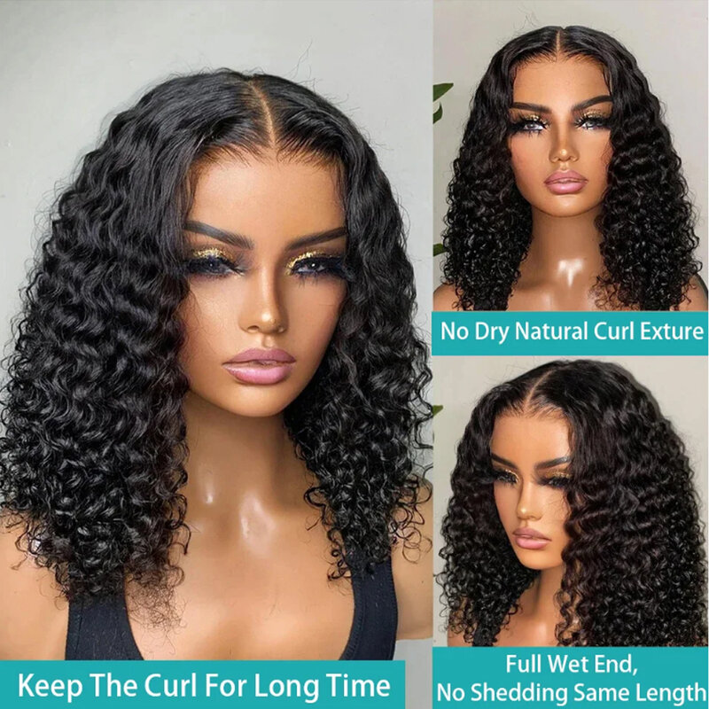 黒人女性のための人間の髪の毛のかつら,接着剤なしの短い正方形のカット,自然なヘアエクステンション,13x4