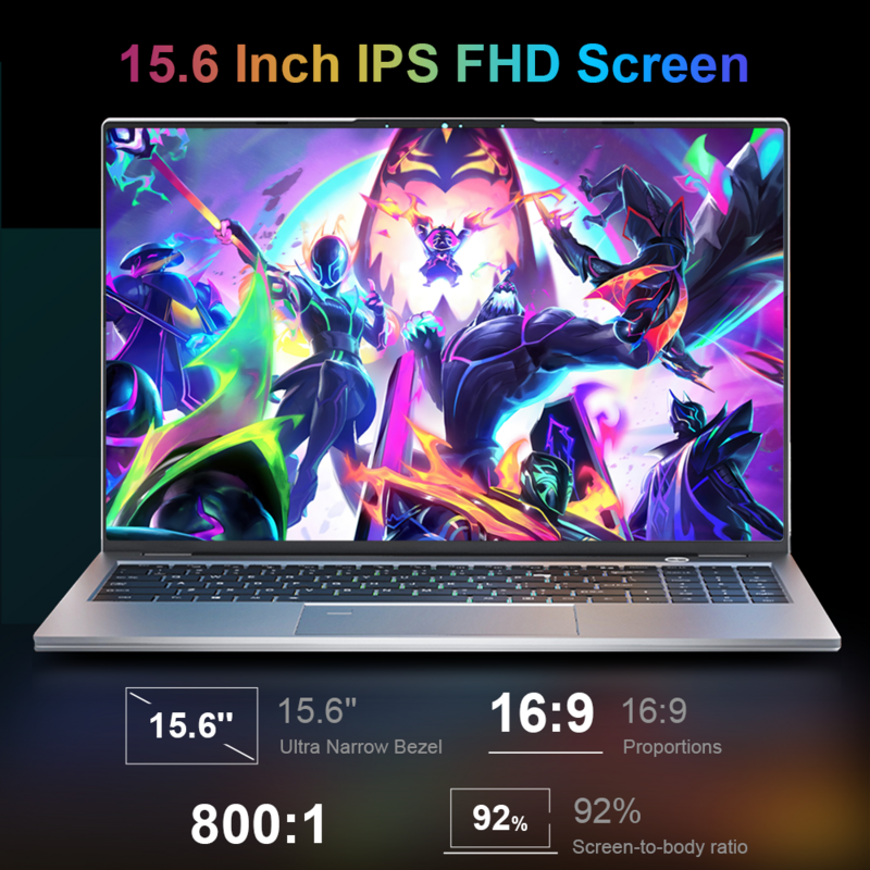Laptop Ninkear A15 Air 15.6 "FHD IPS 16 GB DDR4 512 GB SSD AMD Ryzen5 4600U Odblokuj odcisk palca Podświetlana klawiatura Windows 11