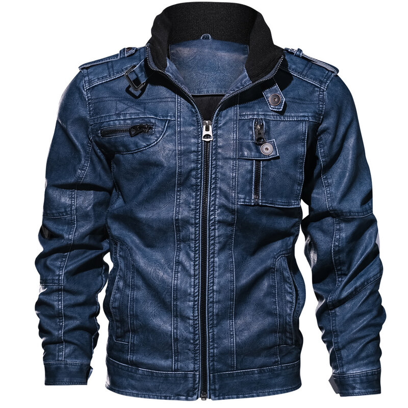 Мужская куртка из искусственной кожи, Классическая мотоциклетная куртка, Мужская куртка из искусственной кожи, весна 2023, Прямая поставка