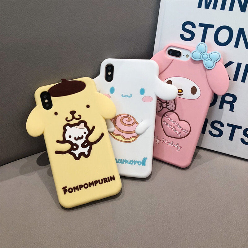 Sanrio Cinnamoroll My Melody Phone Case para Meninas, desenhos animados do coração kawaii, Pompompurin, adequado para iPhone 11, 11Pro, 11Pro Max, Brinquedos para Crianças