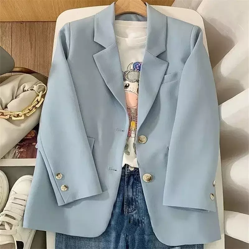 2024 Spring Autumn New Blazer Women Korean Fashion  Loose Single-Breasted Women's Jacket Office Blazer Coats Female Casual Tops