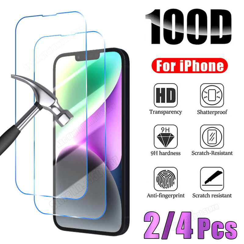 2PCS 4PCS Tempered Glass for iPhone 15 14 13 12 11 Pro Max Screen Protector for iPhone 15 14 Plus X XS Max XR 13 12 Mini Glass