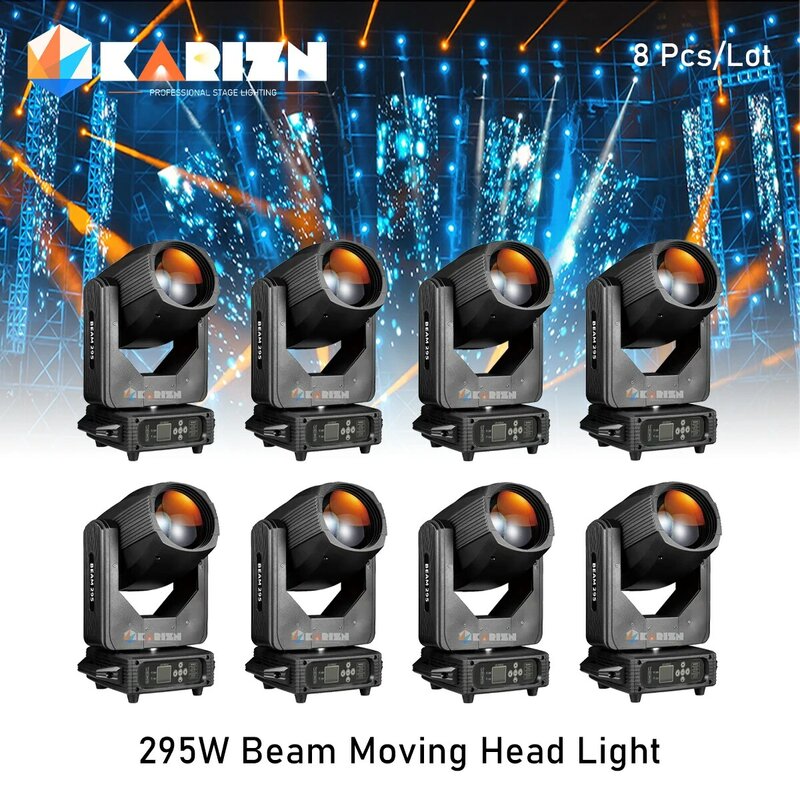 0 Tax 8Pcs 295W 15R Lyres Sharpy Zoom Beam Moving Head Light  Beam Moving Head Light DMX Stage Light Disco Party Light