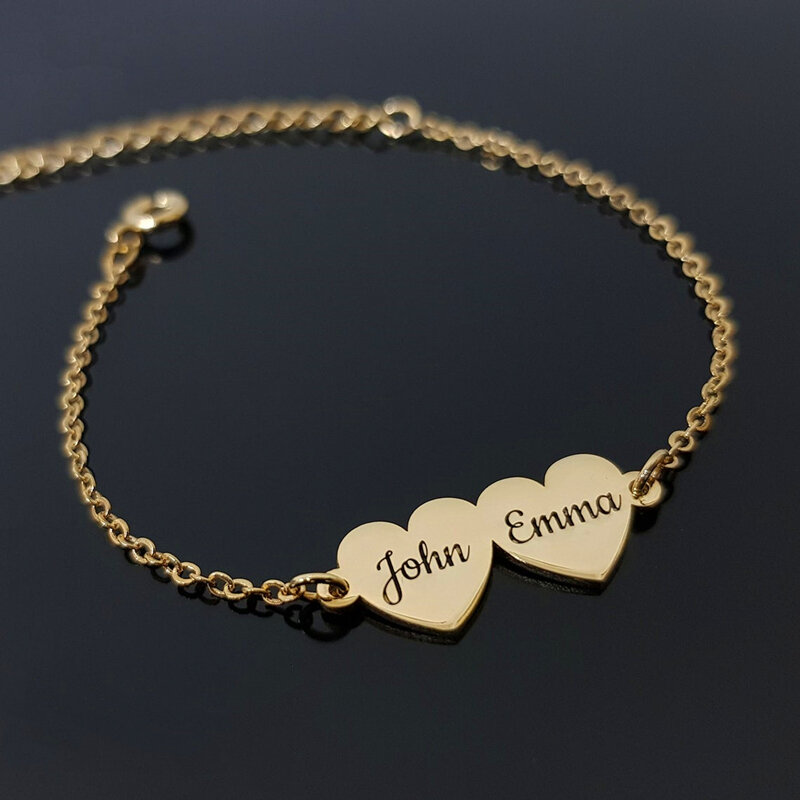 Benutzer definierte Familien mitglieder Name Armbänder für Frauen personal isierte gravierte Herz Namensschilder Charme Armband Femme Mutter Schwester Geschenke