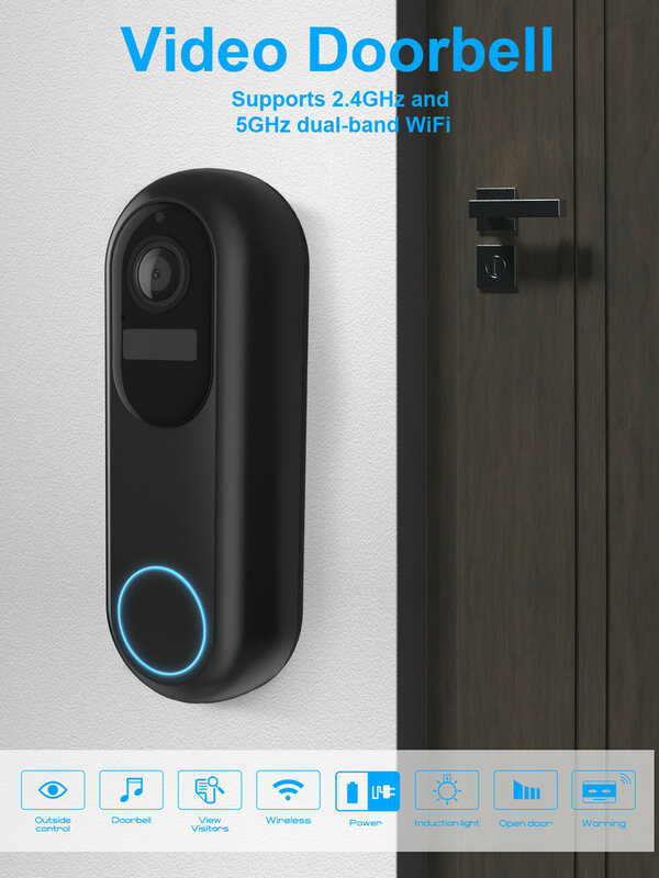 1080P Tuya Smart Video Doorbell WIFI Wireless Door Bell Waterproof Night Vision Smart Home Video Intercom Camera 2.4GHz 5GHz